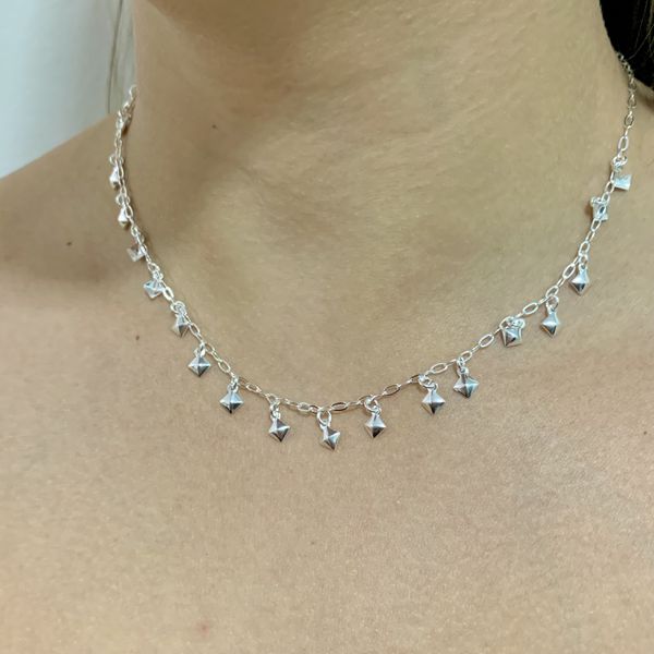 Choker com Pingentes de Losango 4,2Gr Prata 925