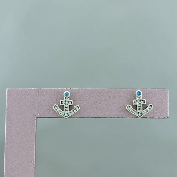 Brinco Prata Legitima 925 Ancora Com Zircônias 