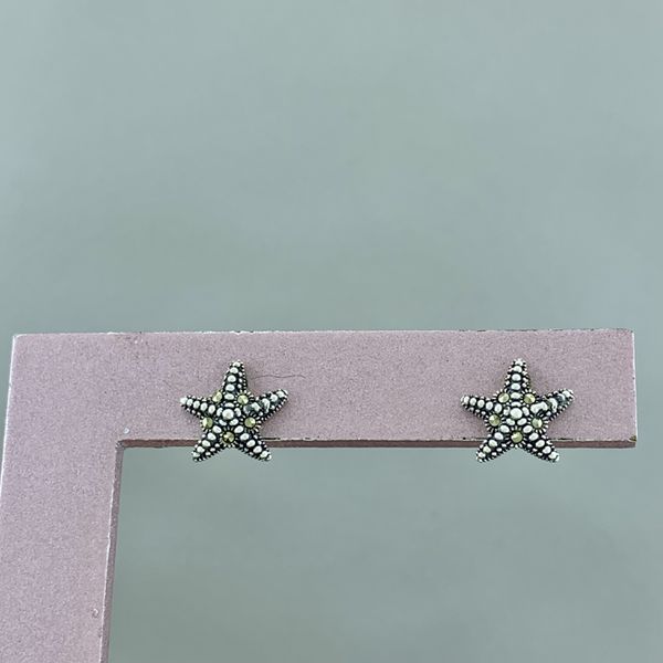 Brinco Prata Legitima 925 Envelhecido Estrela Mar Com Marcassita 