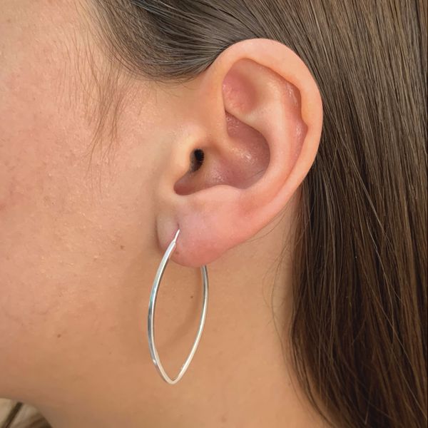 Argola Prata Legítima 925 Oval Fio Quadrado 3,9Cm