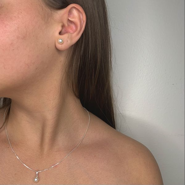Conjunto Perola 6mm Prata 925