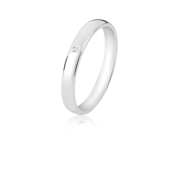 Aliança Abaulada Anatômica Polida 3mm com Zirconia Prata 