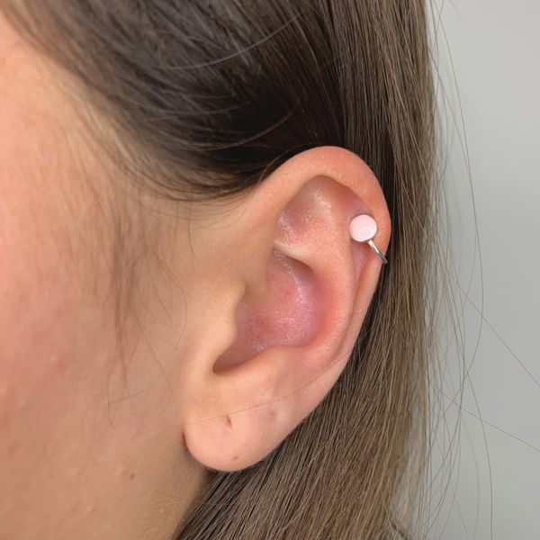 Piercing Resina Rosa Prata 925