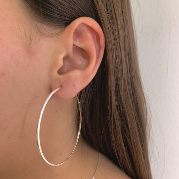 Argola Redonda Prata Legitima 925 6,4cm Fio Quadrado 1mm