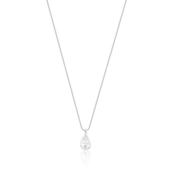 Corrente com Pingente Ponto de Luz Gota Prata 925 