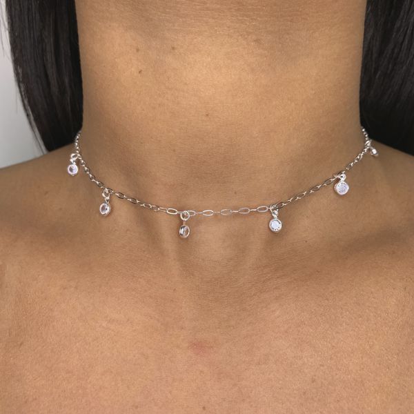 Chocker Zirconias Cristal 3,0g Prata 925