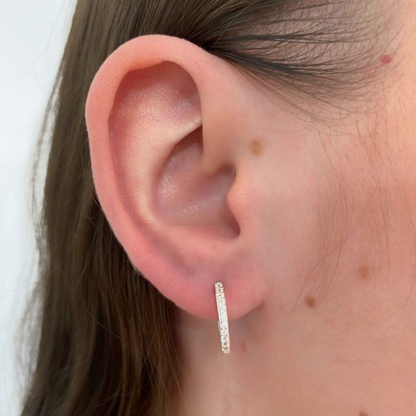 Brinco Prata Legitima 925 Argola uma Fileira Zirconia Cristal Grande 