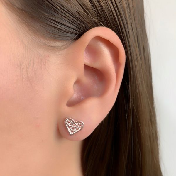 Brinco Prata Legitima 925 Coraçao Medio Detalhes