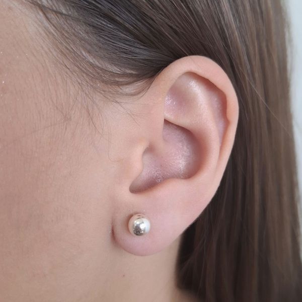 Brinco Prata Legitima 925 Bola 6x6 milímetros 