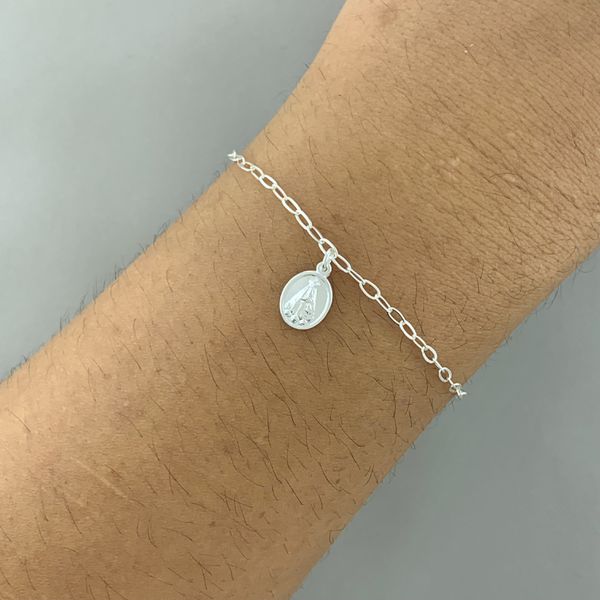 Pulseira Medalha Nossa Senhora Aparecida Prata 925