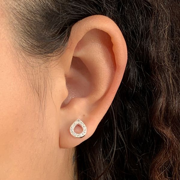 Brinco Prata Legitima 925 Gota Vazado com Zirconia 