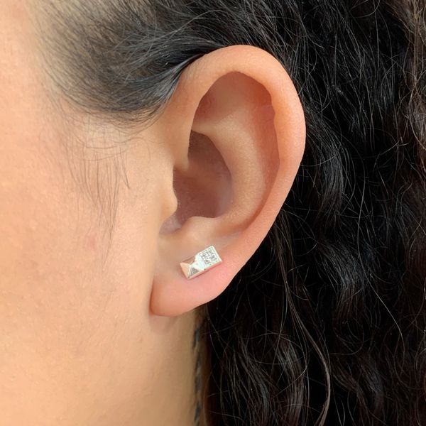 Brinco Prata Legítima 925 2 Quadrado Liso e com Zirconia