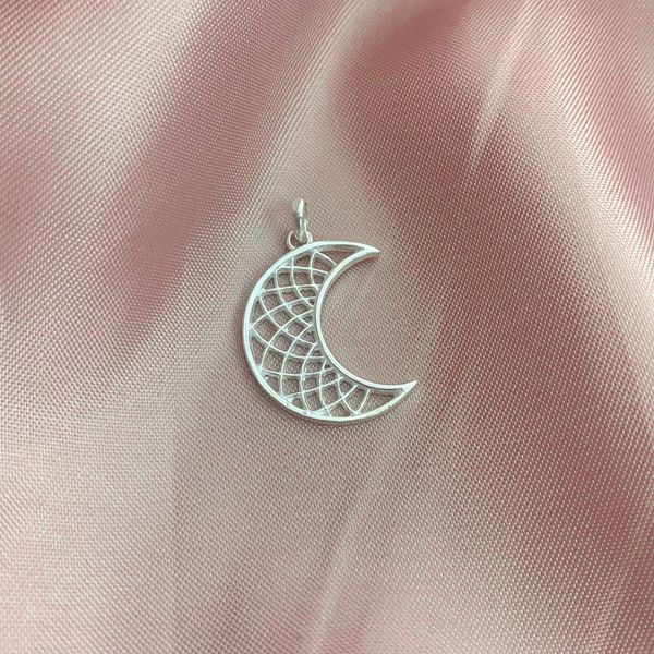 Pingente Lua Trabalhada Vazada Prata 925