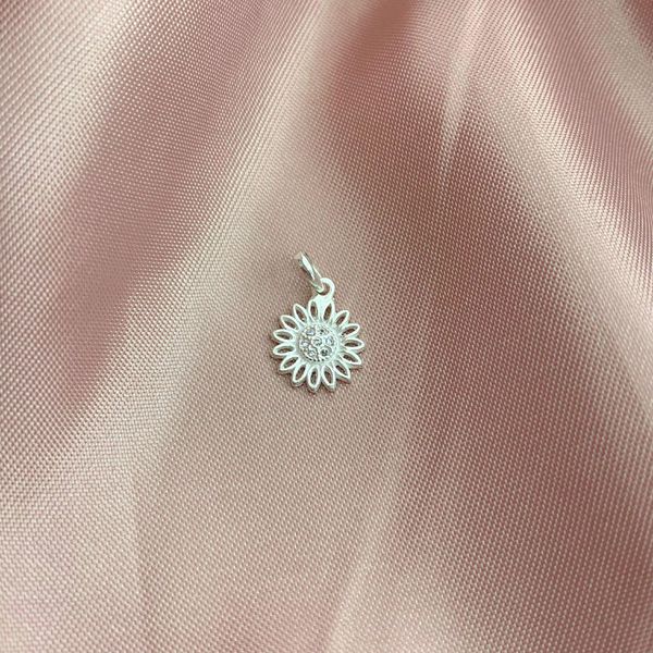 Pingente Girassol com Zirconia Prata 925