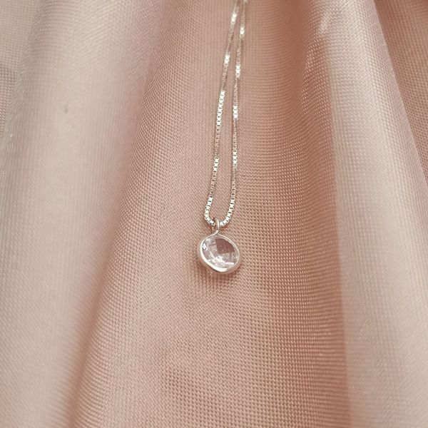Corrente Ponto Luz Redondo Cristal Prata 925