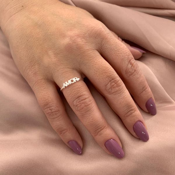 Anel Palavra Amor Prata 925