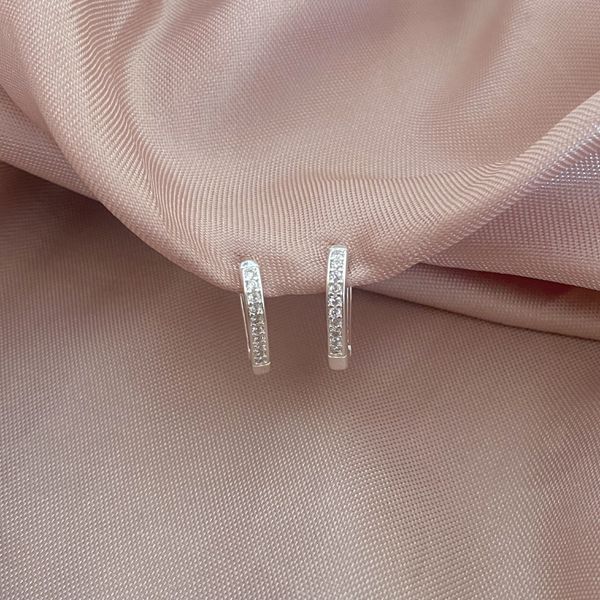 Argola Média Triangular com Zirconia Prata 925
