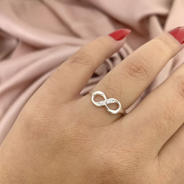 Anel Prata Legitima 925 Infinito com Zirconia 