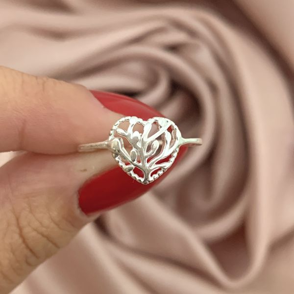 Anel Prata Legítima 925 Coraçao Arvore da Vida