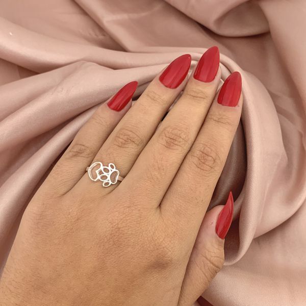 Anel Prata Legítima 925 Pata e Coraçao Vazado