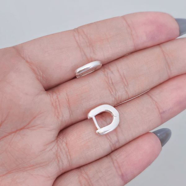 Argola Prata Legitima 925 Click Lisa Formato Em U 