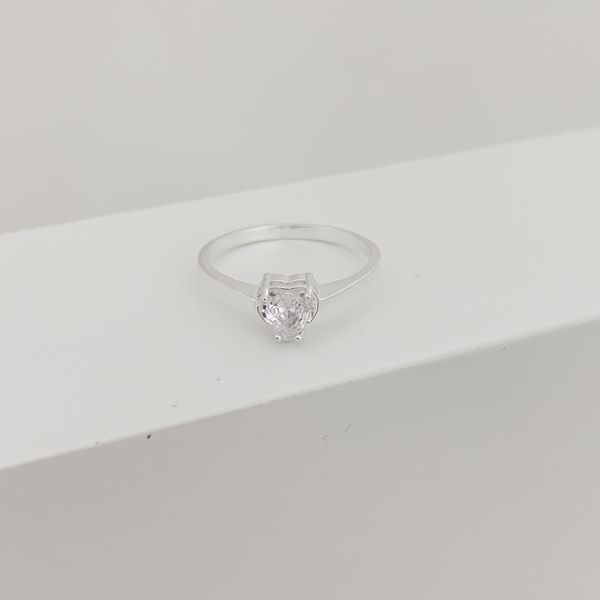 Anel Solitário Coração Com Zirconia Cristal Prata 925
