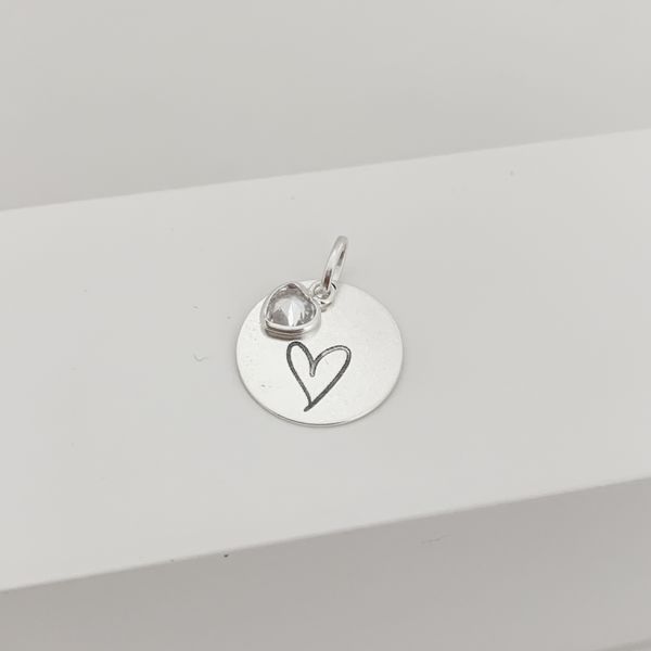 Pingente Prata Legitima 925 Redondo Coração com Zirconia Cristal 