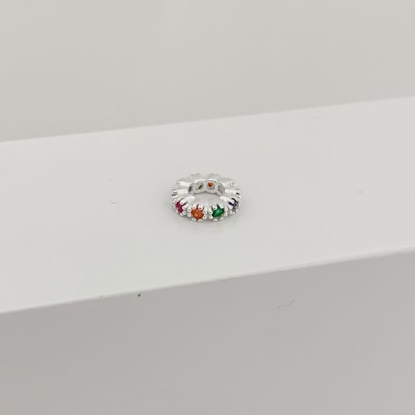 Berloque Separador Zirconia Colorida Prata 925