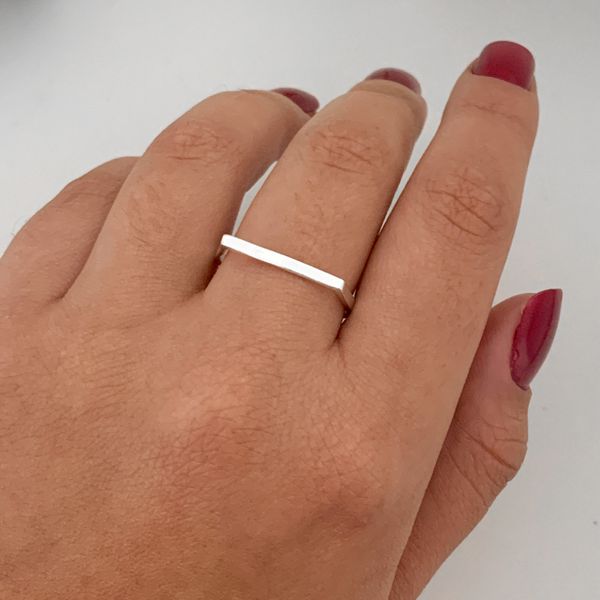 Anel Prata Legítima 925 com Topo Quadrado Liso