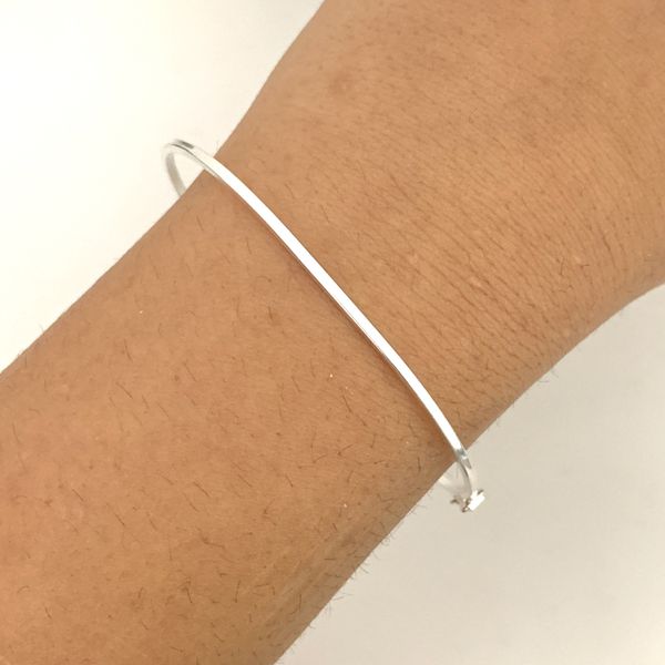 Bracelete Prata Legitima 9225 Fio Quadrado 1mm Liso 