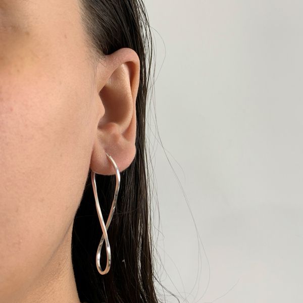 Brinco Argola Prata Legítima Infinito Fio Quadrado 5 cm Tamanho G Fecho Encaixe