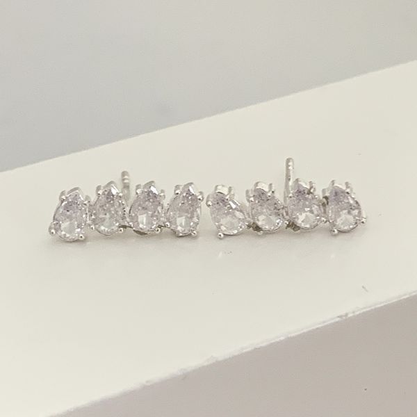 Brinco Prata Legítima 925 Gotas com Zirconia Cristal