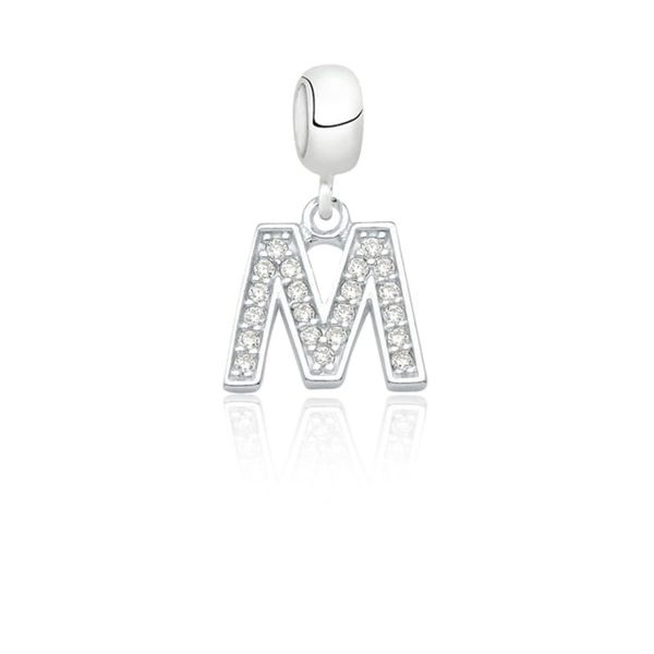 Berloque Letras Cravejadas com Zircônia Cristal em Prata 925
