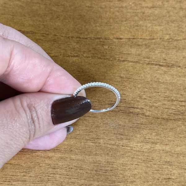 Anel Aparador Prata Legítima 925 Meia Aliança Zirconia Cristal