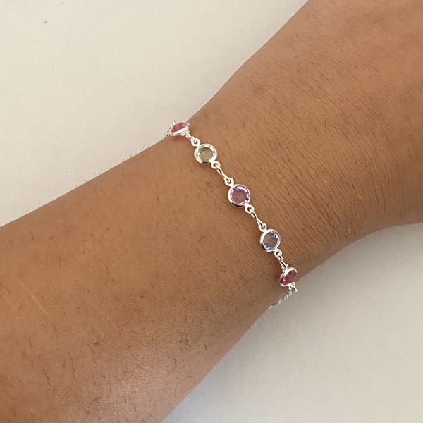 Pulseira Prata Legítima 925 com Zirconias Coloridas 