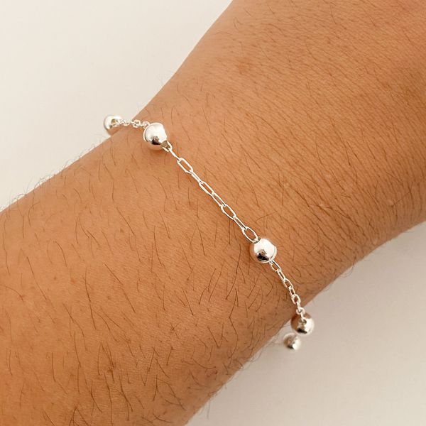 Pulseira Prata Legitima 925 5 Bolas 4mm