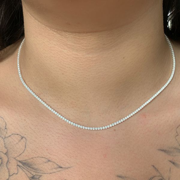 Colar Prata Legitima 925 Riviera Cristal 40cm + 5cm de Extensor 