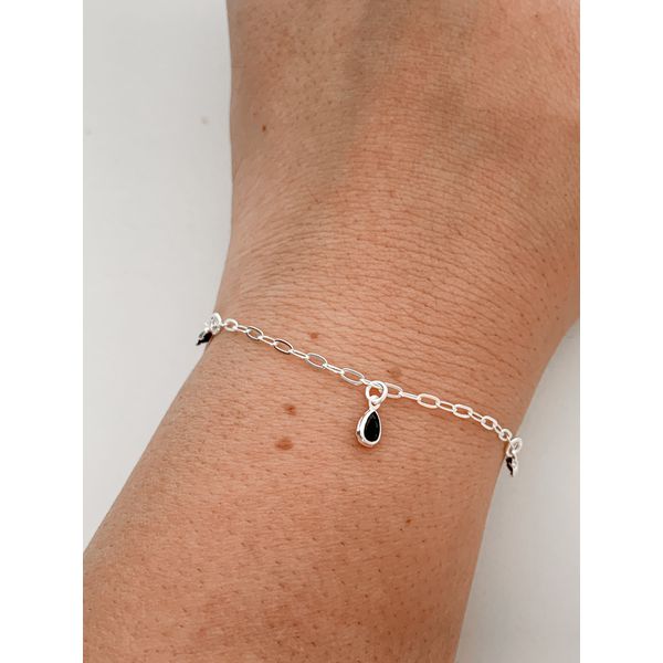 Pulseira Prata Legitima 925 Gotas Zirconia Preta 1,4g