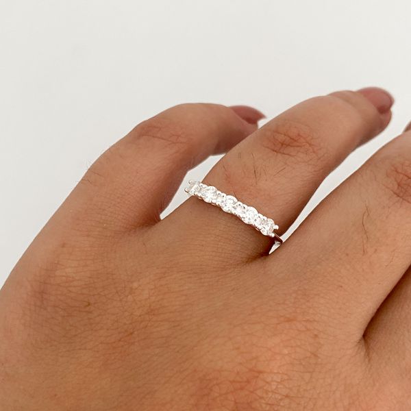 Anel Prata Legitima 925 Meia Aliança com Moissanite 