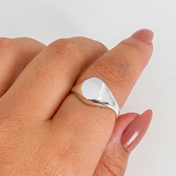 Anel Prata Legitima 925 Sinete Redondo