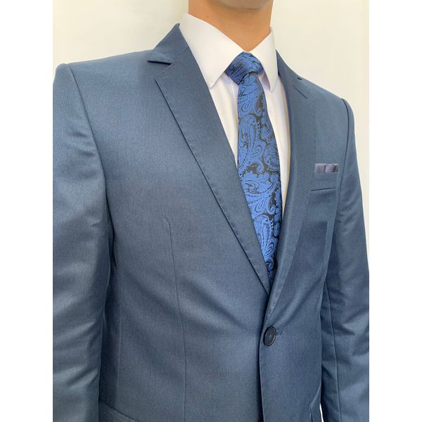 Traje best sale azul metalico