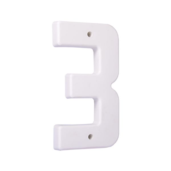 Numero 3 Branco, Plástico L10,5cm X A19,5cm X P2cm 1984