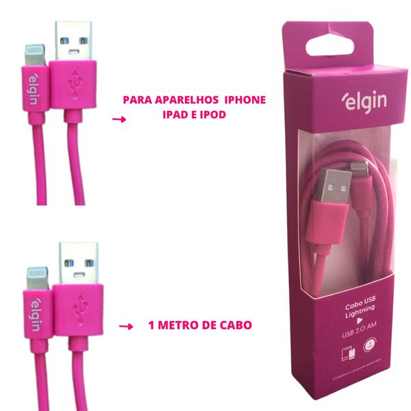 CABO CONECTOR USB 2.0 APPLE LIGHTNING ROSA