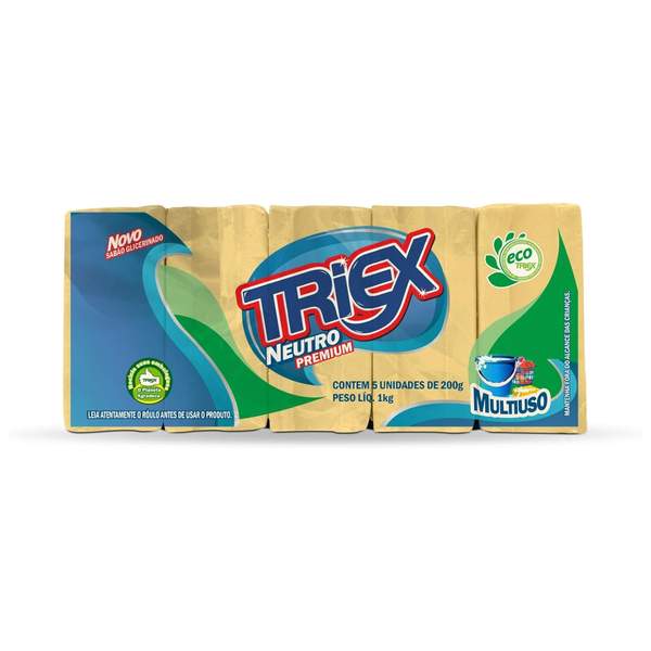 SABAO EM BARRA TRIEX NEUTRO 180G PACOTE COM 5 UNIDADES