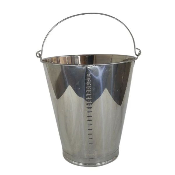 BALDE GRADUADO METALICO AÇO INOX STEELS 10 LITROS C/ ALÇA E BICO