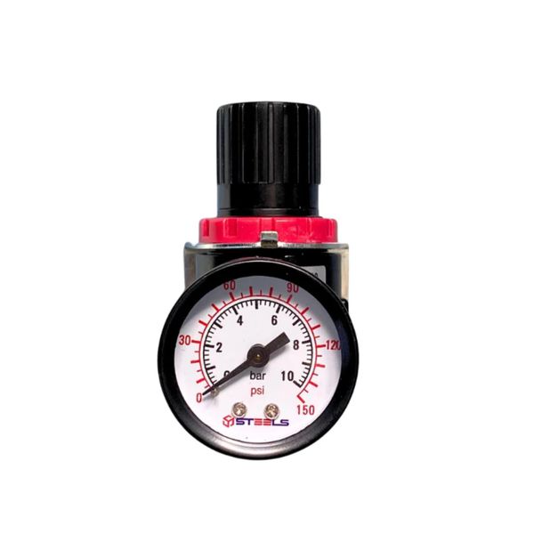 REGULADOR DE PRESSAO DO AR 1/4" STEELS ST10064-14 COM MANÔMETRO