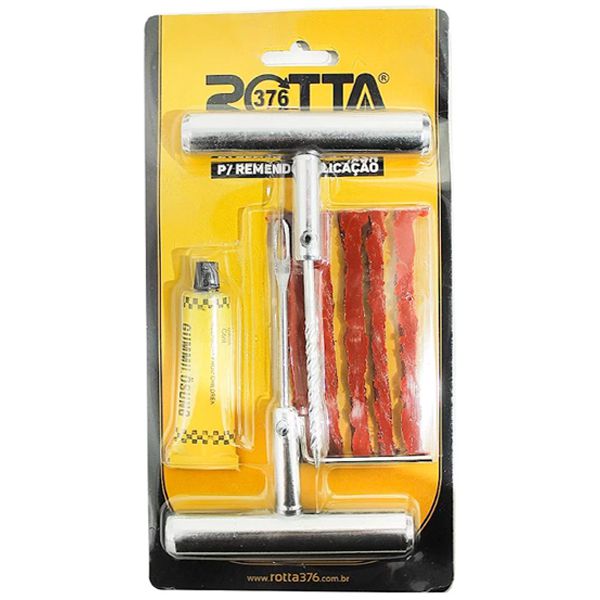 KIT PARA REPARO CONSERTO DE PNEU DE CARRO C/ FERRAMENTA INSERTO E COLA