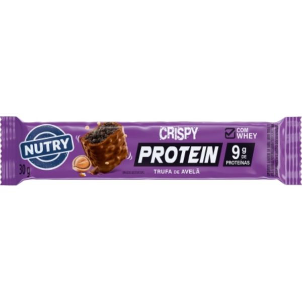 BARRA CRISPY PROTEIN NUTRY TRUFA DE AVELÃ 30G C/ WHEY + 9G PROTEINA