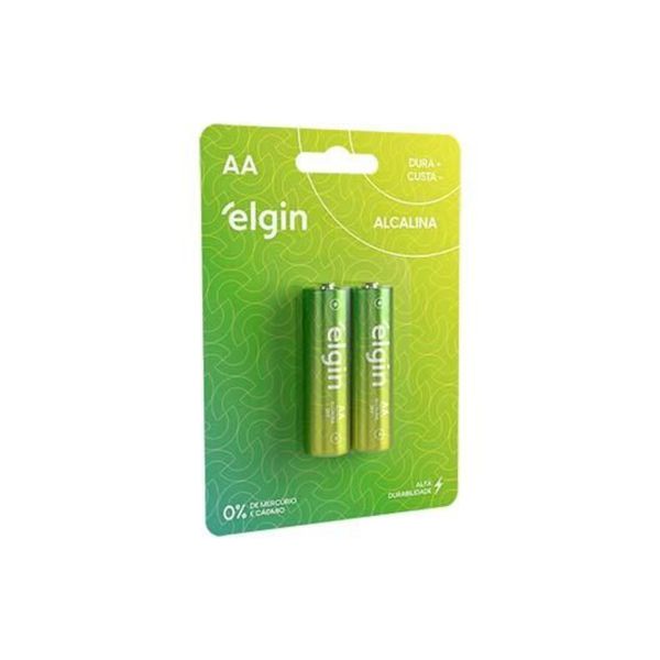 CARTELA COM 2 PILHAS ALCALINAS ELGIN AA BATERIA 1,5VOLTS