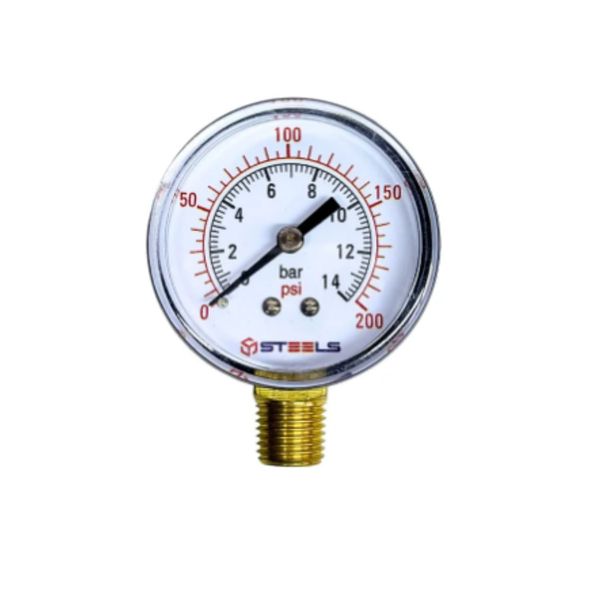 MANÔMETRO VERTICAL STEELS 14BAR/200PSI CAIXA PLASTICA 2